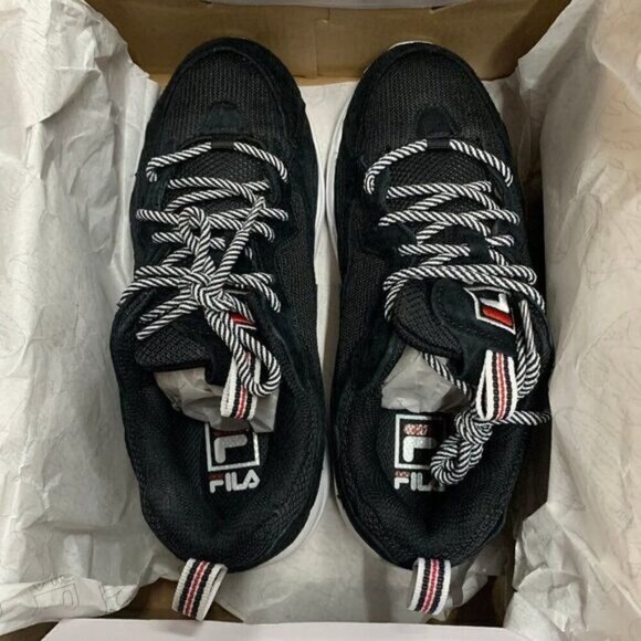 Fila Womens Ray Tracer Mesh Low-Top Fashion Lace Up Sneakers Sz 6.5 Black - Picture 2 of 9